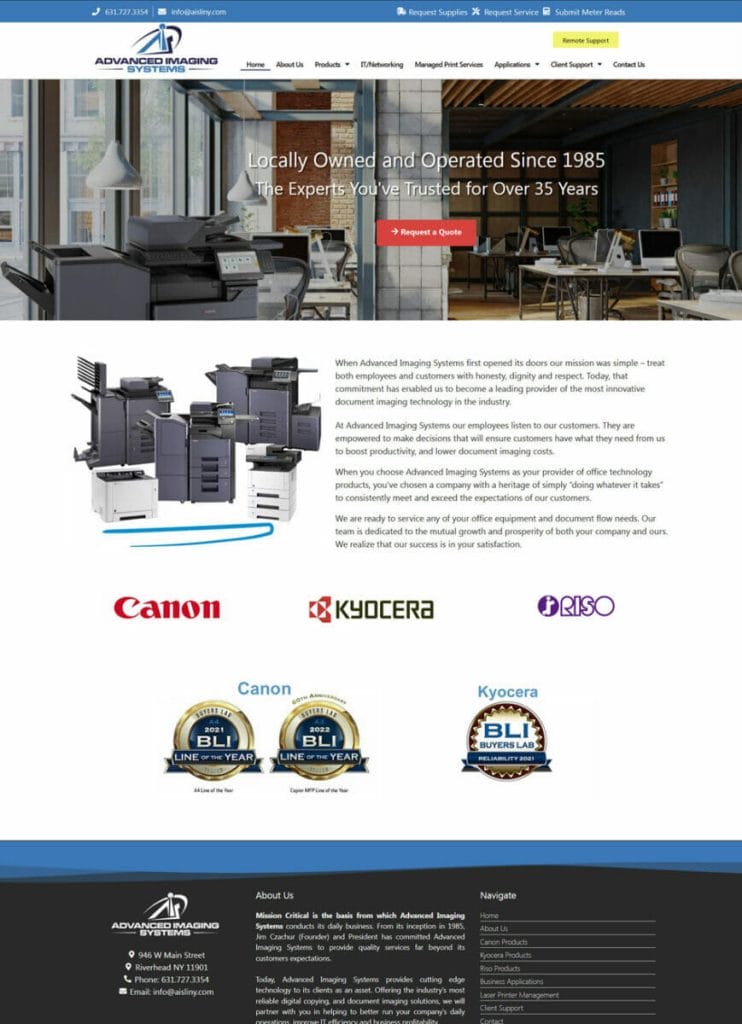 Kyocera Copier Dealer Website Sample - Canon Copier Dealer Website Sample