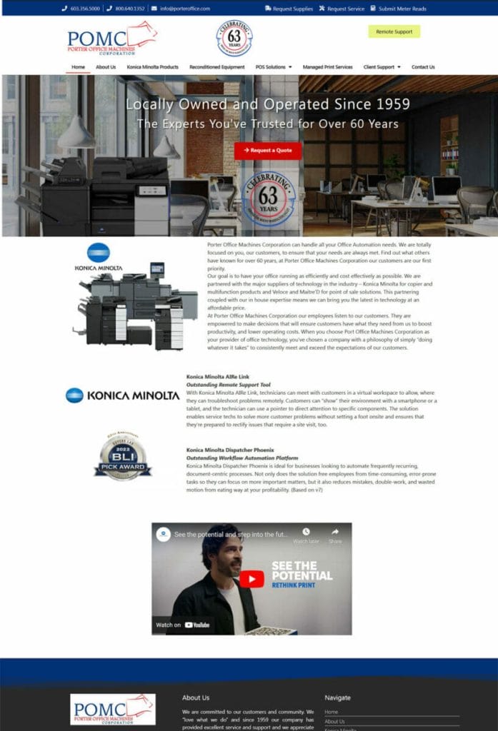 Konica Minolta Copier Dealer Website Sample